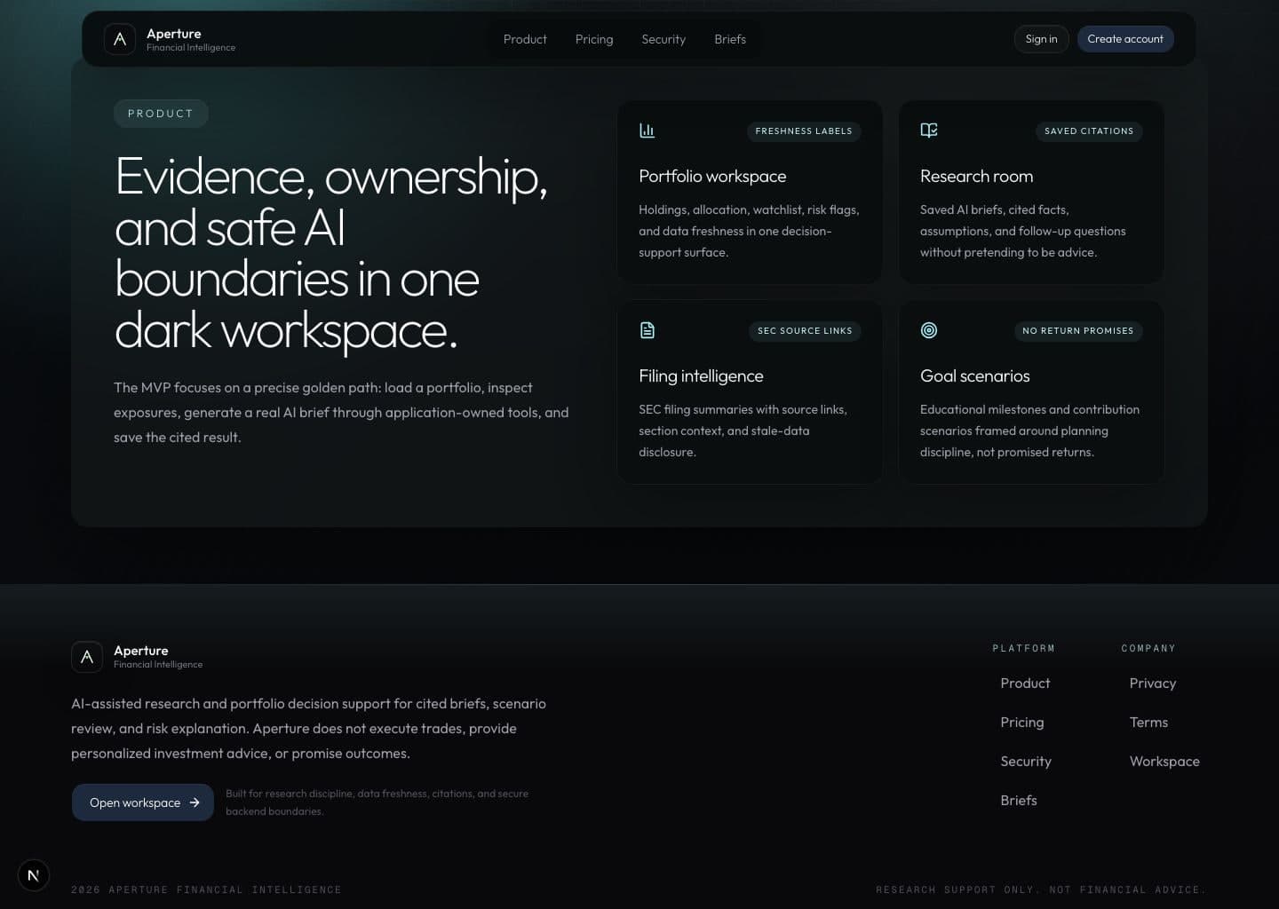 Aperture Financial Intelligence research workspace