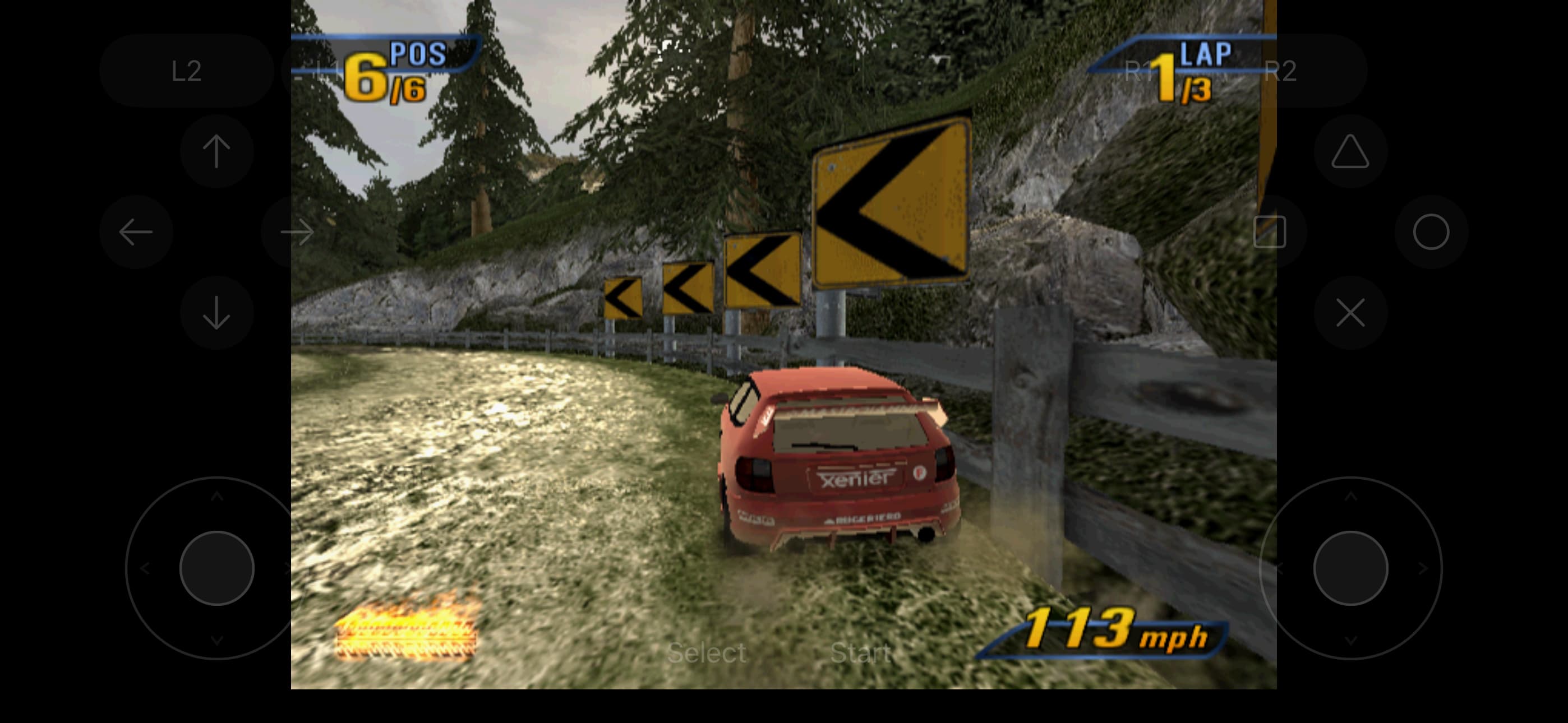 Actual iPhone gameplay capture with the native two-stick controller and translucent buttons