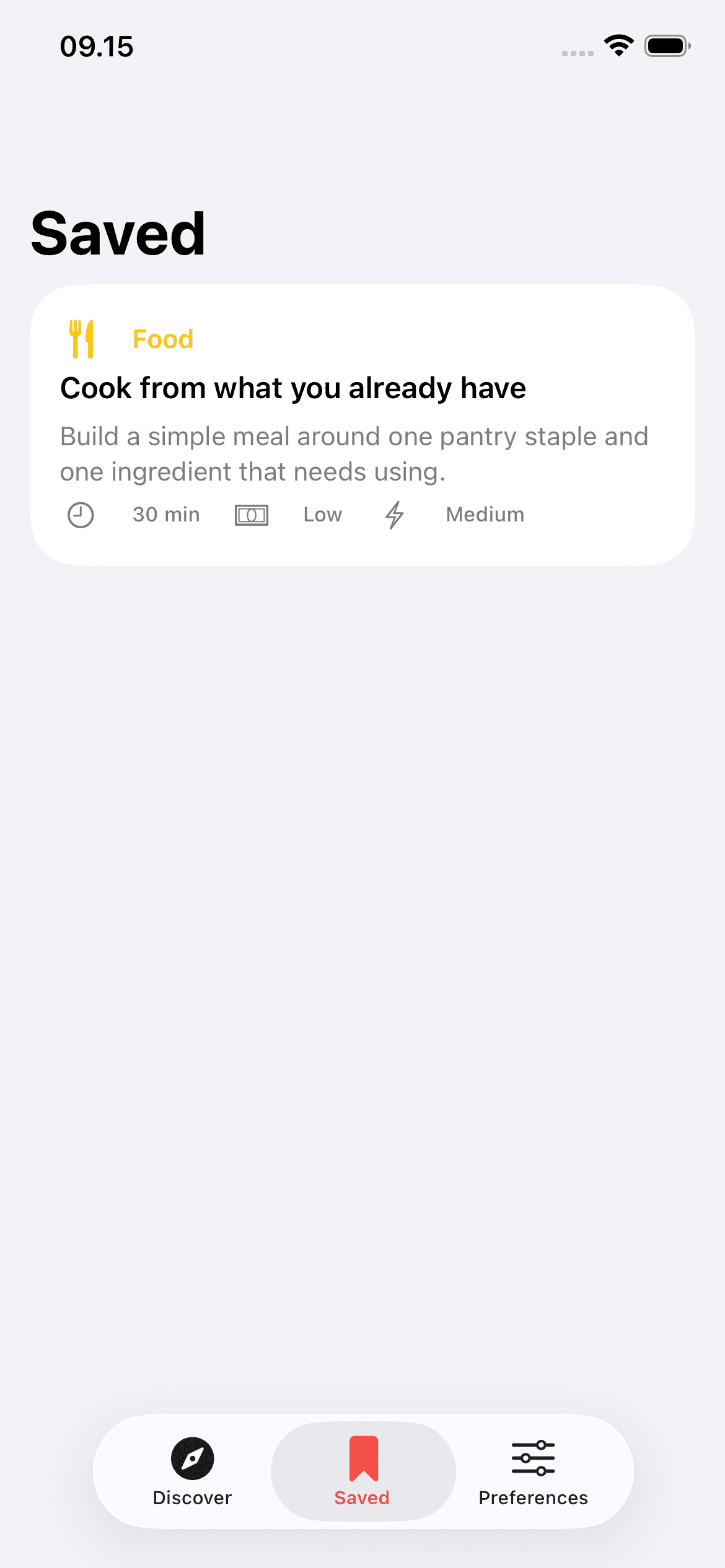 Endless Activity saved activity collection